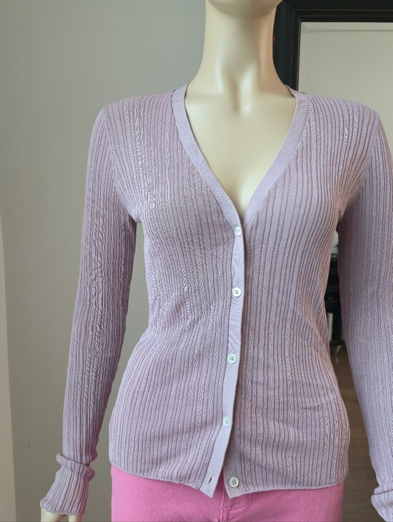 Theory Sweaters - Theory Rib Knit Cardigan in Beige Size Medium